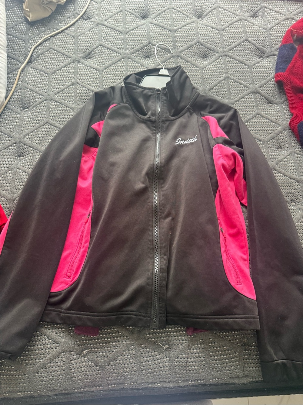 Black & Pink Zip-Up Athletic Jacket